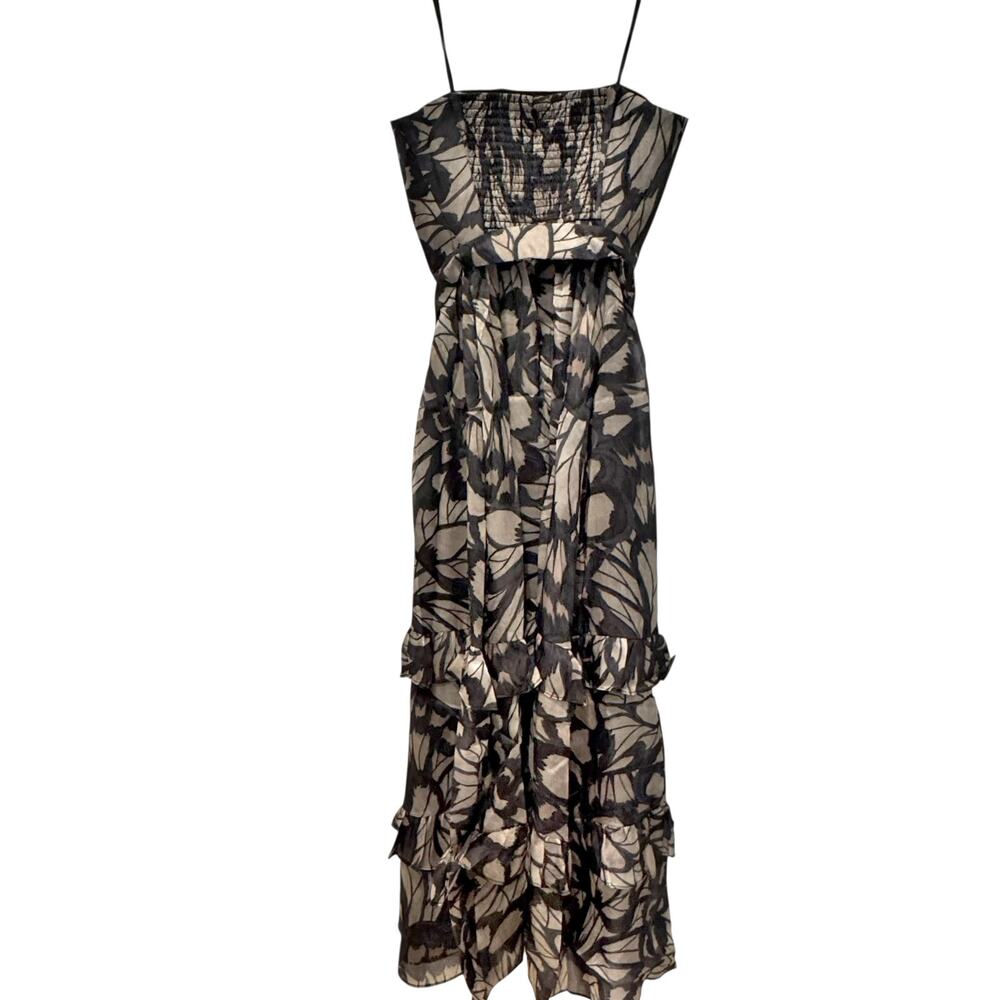 Hutch Sleeveless Belted Maxi Dress Strapless Black Butterfly Print Size LP NWOT - Picture 6 of 12